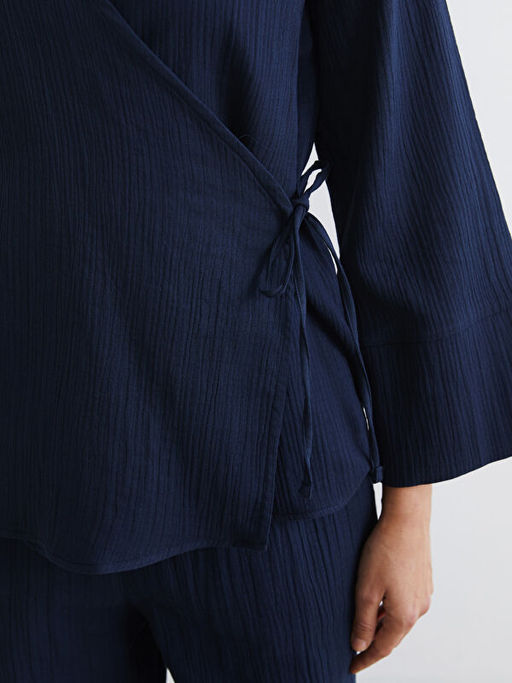 Kruvaze Yaka Dokulu M?slin Kad?n Kimono