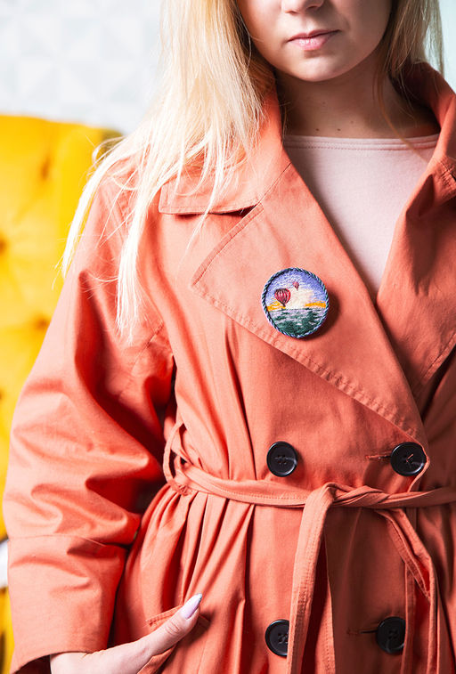 Набор для вышивания PANNA Живая картина JK-2185 Брошь. Воздушные шары 5.5 х 5.5 см