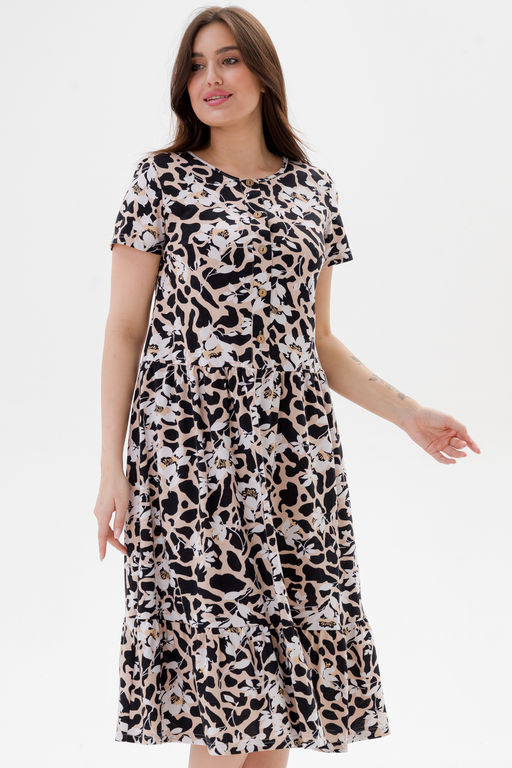 Платье женское из кулирки Кармелита 2 цветок крем - Амадэль фото 6