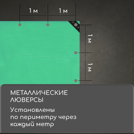Тент защитный, 6×3 м, плотность 120 г/м², УФ, люверсы шаг 1 м, зелёный/серебристый