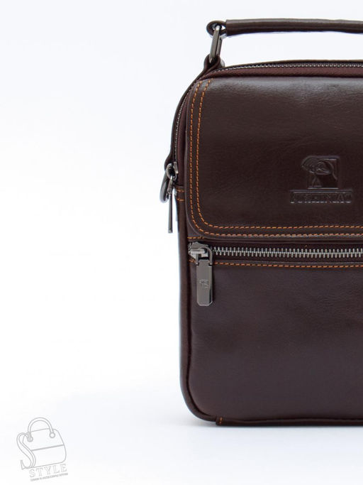 Сумка мужская кожаная 633M brown Fuzhiniao в Новосибирске