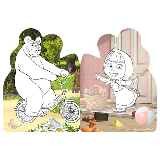 Раскраска с наклейками Поиграй со мною, 12 стр., Маша и Медведь  фото 2