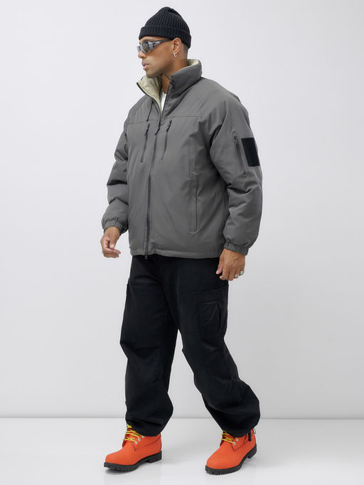 Куртка двухсторонняя мужская молодежная зимняя серого цвета 25308Sr - Mtforce фото 3