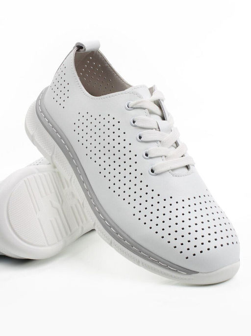 03-YE547-1 WHITE Полуботинки летние спортивные женские (натуральная кожа)