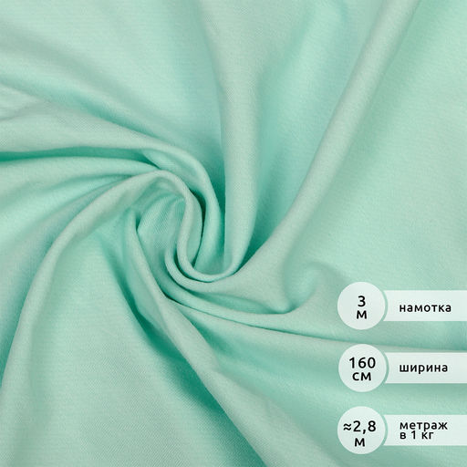 Футер 2х нитка петля Поликоттон стрейч 220г/м? Twill French Terry цв.S822 мятный в нарезке 3м