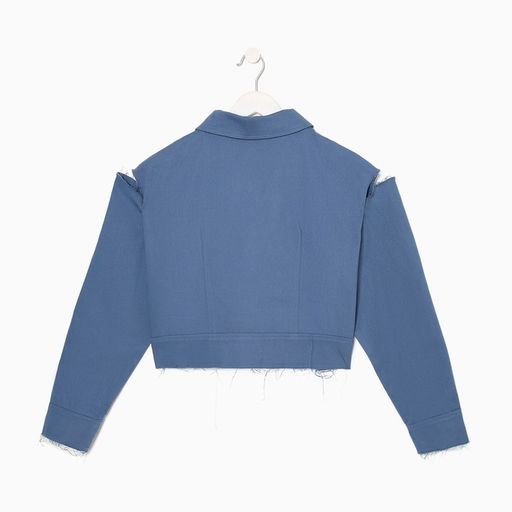 Рубашка женская укороченная с разрезами MIST: Denim, размер 44, синяя
