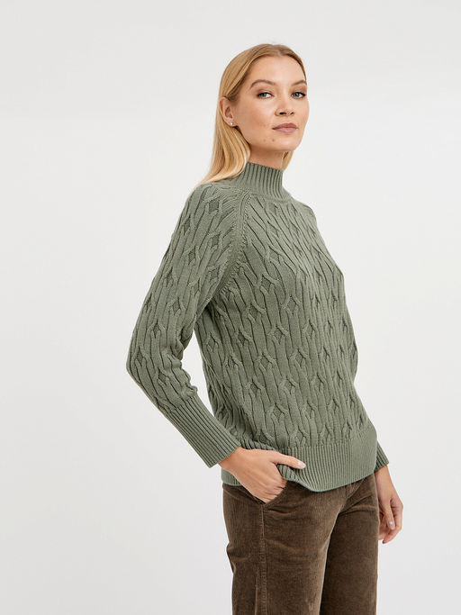 джемпер женский хлопковый с объемным узором и со спущенной линией плеча - Glenfield фото 3