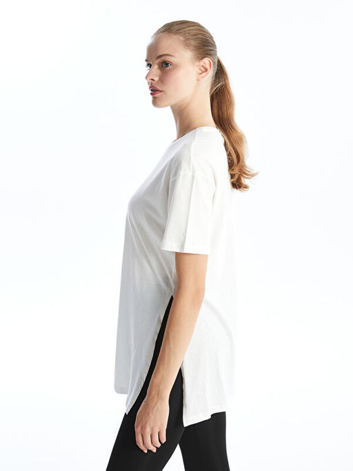 Bisiklet Yaka D?z K?sa Kollu Kad?n Spor Ti??rt