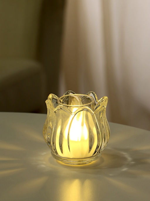 Цена за 2шт. Стеклянный подсвечник на 1 свечу Подснежник, прозрачный, 7?7?7 см