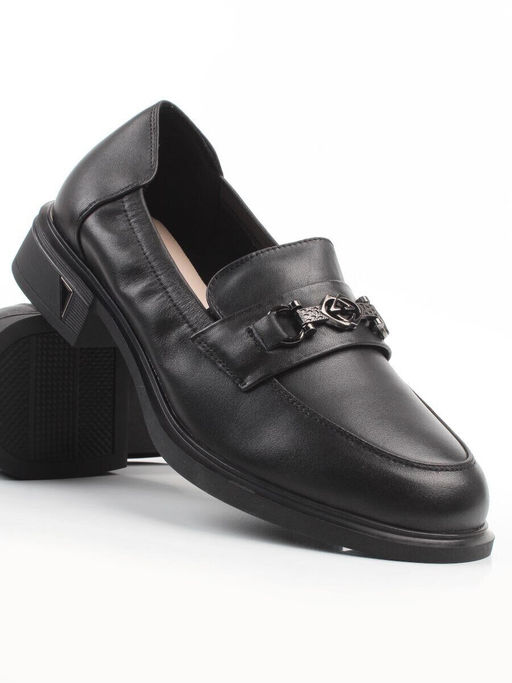 03-DEB104-1 BLACK Лоферы женские (натуральная кожа)