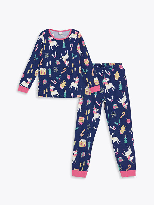Bisiklet Yaka Polar K?z ?ocuk Pijama Tak?m?