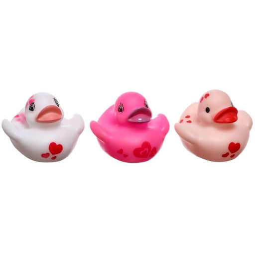 Резиновые игрушки для ванны Крошка Я «Уточки сердечки», в наборе 3 шт., МИКС