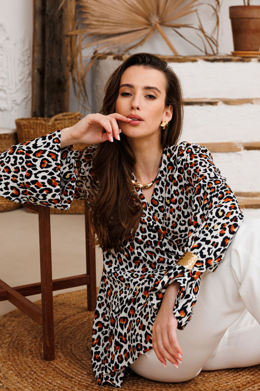 Блуза NIKVA н494 рыжий леопард  фото 4