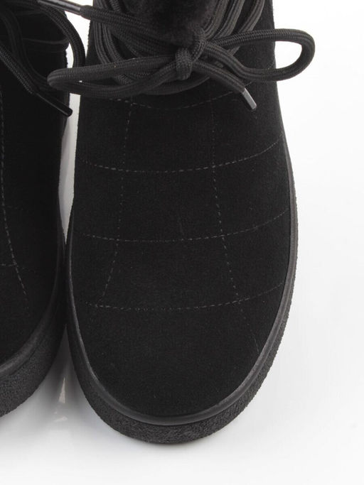 04-PAL271-1Z BLACK Ботинки зимние женские (натуральная замша, 100% шерсть, натуральный мех)