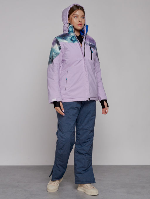 Горнолыжная куртка женская зимняя великан фиолетового цвета 2263F - Chunmai фото 13