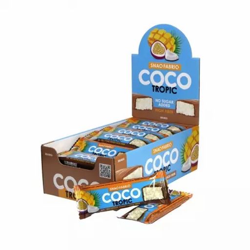 Батончик в шоколаде Snaq Fabriq  Кокос и манго-маракуйя 1 шт.