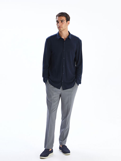 Slim Fit Uzun Kollu Erkek Dokulu G?mlek