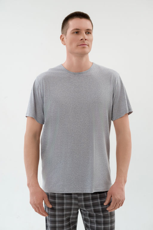 Пижама мужская из футболки с коротким рукавом и брюк из кулирки Генри серый меланж - Амадэль фото 5
