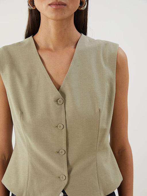 V Yaka Kad?n Klasik Yelek