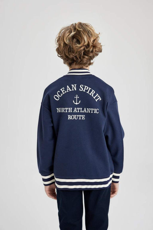 Кардиган-бомбер для мальчиков с воротником-стойкой - Defacto фото 8