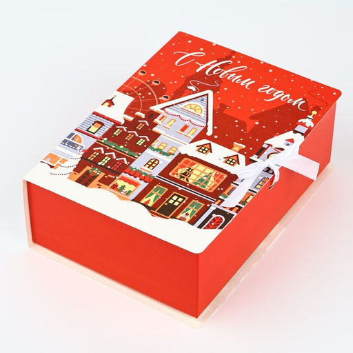 Цена за 2 шт. Складная новогодняя коробка-книга Новогодний город, 21?15?7 см