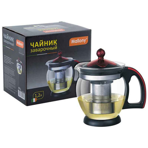 Чайник заварочный Decotto-1200 с пластик ручкой, фильтр из нерж ст, 1,2 л, Mallony арт.910112
