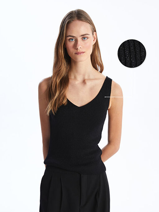 Kad?n V Yaka D?z Triko Atlet