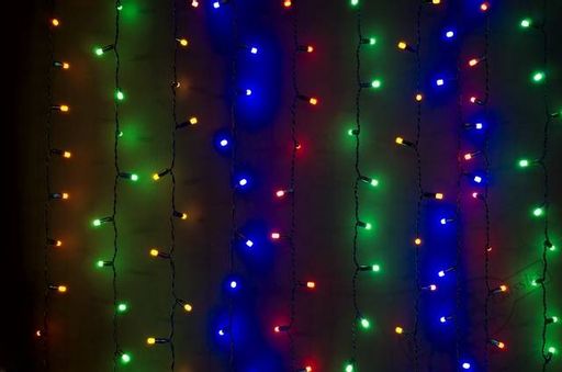 Световой занавес уличный "Лас-Вегас" 480 прозрачных теплых LED огней постоянного свечения, черный провод, с коннектором, 2*2 м