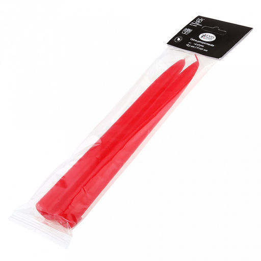 Свеча Столовая коническая д2см, h20см, парафин, набор 2шт, красный (Россия) - Домашняя мода фото 3