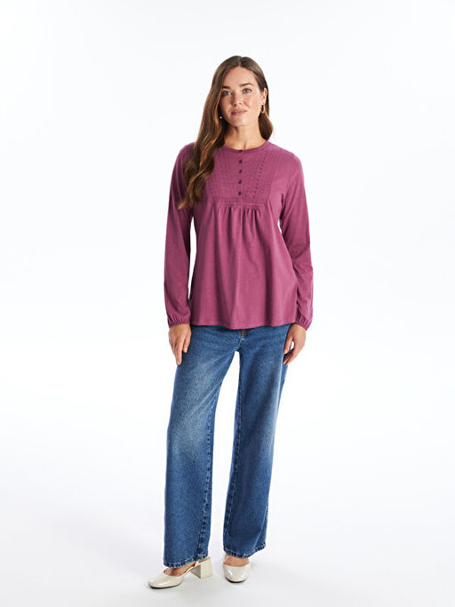 Bisiklet Yaka Nak??l? Kad?n Bluz