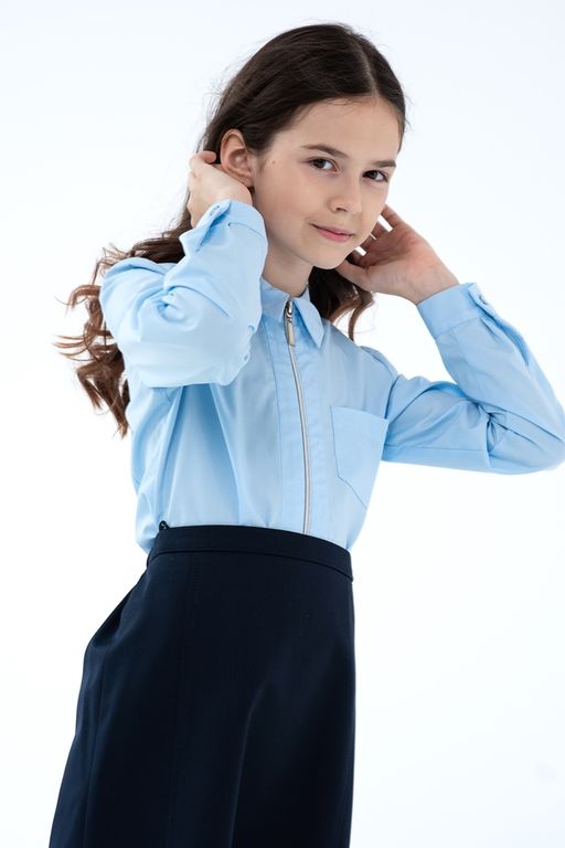Голубая школьная блуза Mooriposh, модель 06120 фото 3