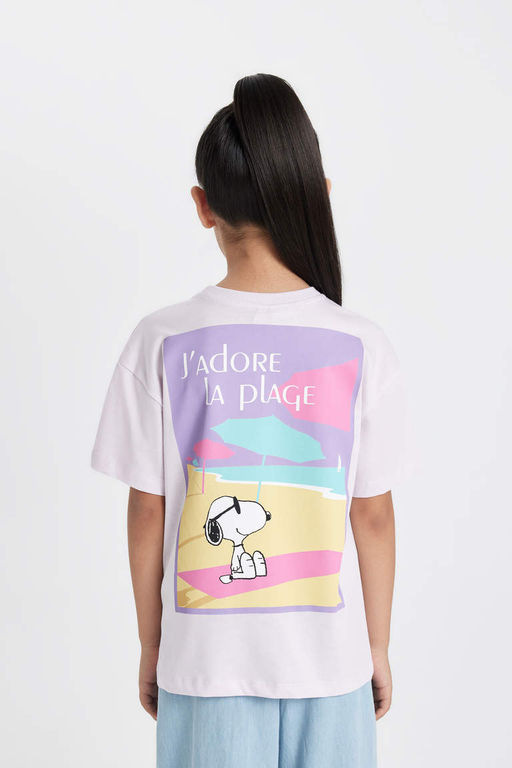 Футболка Snoopy Relax Fit с короткими рукавами для девочек - Defacto фото 6