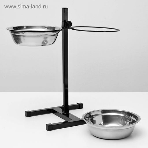 Подставка с мисками, 22 л, высота 50 см, разборная, чёрная - Пижон фото 5