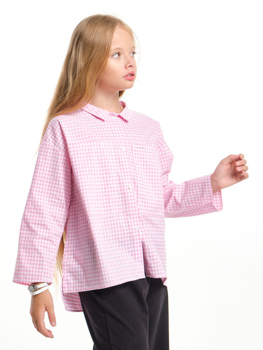 Рубашка в клетку для девочки UD 7956 роз.клетка - Mini maxi фото 4