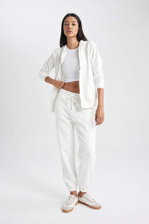 Базовая толстовка на молнии с капюшоном обычного кроя - Defacto фото 2