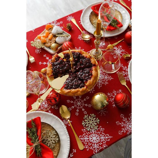 Скатерть новогодняя «Доляна» Белые снежинки 220×149± 3 см, 100% хлопок, 164 г/м²