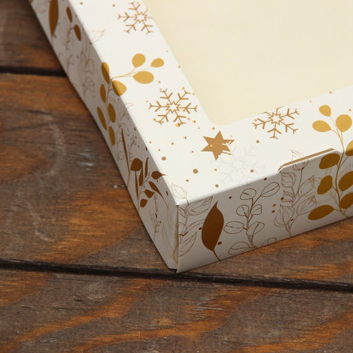 Цена за 20 шт. Коробка складная с окном Новогодняя 20 х 20 х 4 см - UPAK LAND фото 3