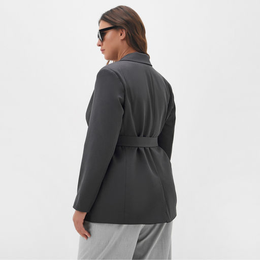 Пиджак женский с поясом MIST plus-size, размер 58, серый