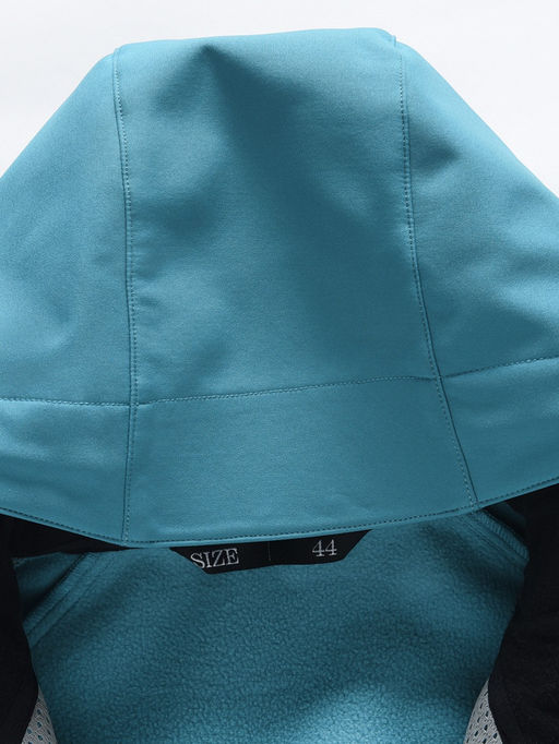 Парка женская софтшелл виндстоппер удлинённая с капюшоном бирюзового цвета 9614_1Br