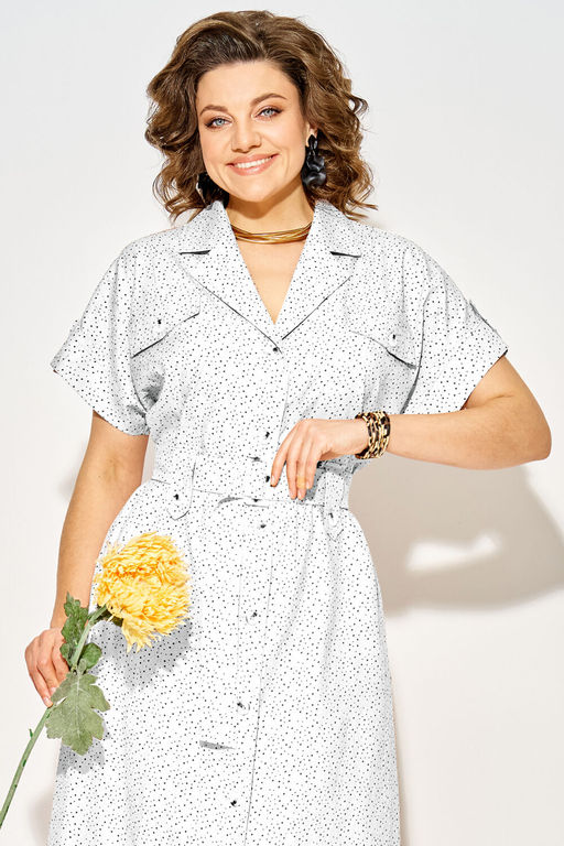 Платье Liliana 1521 белый+горох