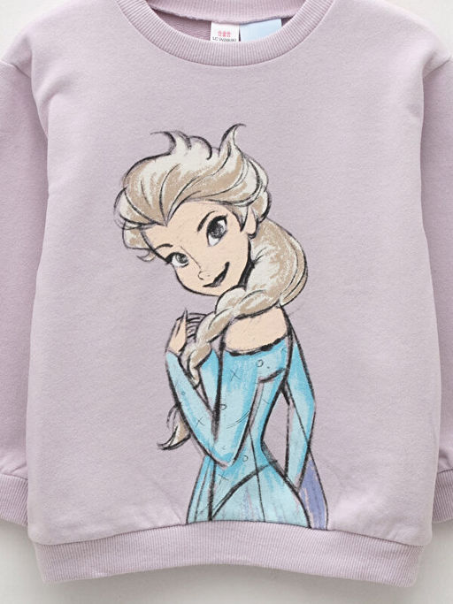 Bisiklet Yaka Uzun Kollu Frozen Bask?l? K?z Bebek Sweatshirt - Waikiki фото 3