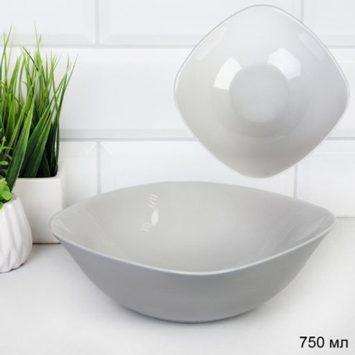 Тарелка глубокая суповая квадратный 750 мл Серый GR-SQ-FLFW75 /уп 48/ 740267