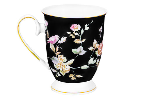 Кружка 300 мл 12*8,5*10,5 см Певчие птички на черном на ножке NEW BONE CHINA - Elan gallery фото 9