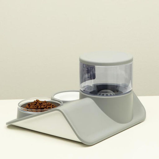 Комплекс для кормления с автопоилкой и съёмной миской, бело-серый - Пижон фото 4