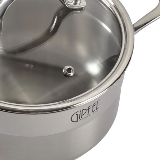 1272 GIPFEL Кастрюля GALA 16х9см/1,5 л со стеклянной крышкой, с индукционным капсульным дном. Материал: нерж. сталь 18/10. Толщина: 0,7мм / 4мм  фото 4