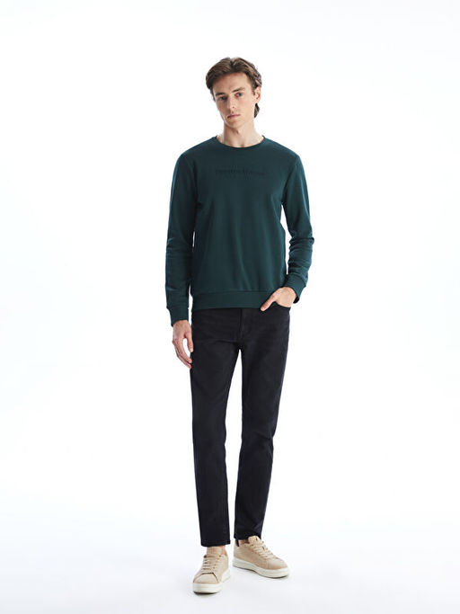 Bisiklet Yaka Uzun Kollu Kal?n Erkek Sweatshirt