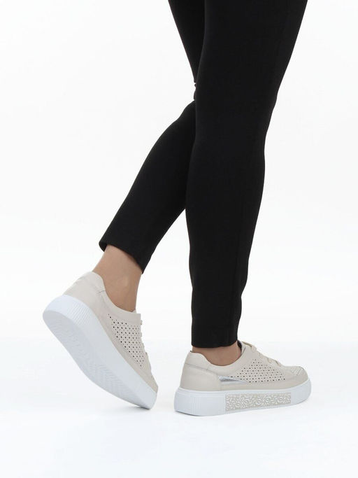 03-C322-2A BEIGE Полуботинки летние женские (натуральная кожа) - Фабричный китай фото 3