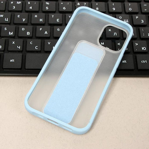 Чехол LuazON для iPhone 12 mini, с ремешком-подставкой, пластиковый, голубой