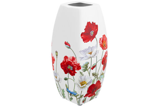 Ваза 1,5 л 11*11*21 см "Маки" квадрат, NEW BONE CHINA