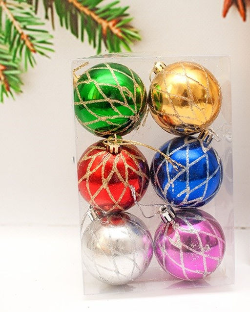 Набор шаров D=6см, 6шт. (XY23-31) ассорти, в пвх упаковке